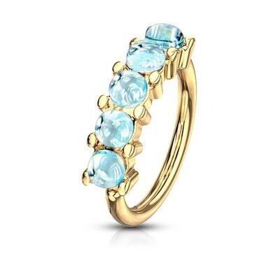 Piercing Ring mit fünf Opal-Steine vergoldet
