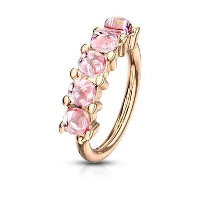 Piercing Ring mit fünf Opal-Steinen rosegold