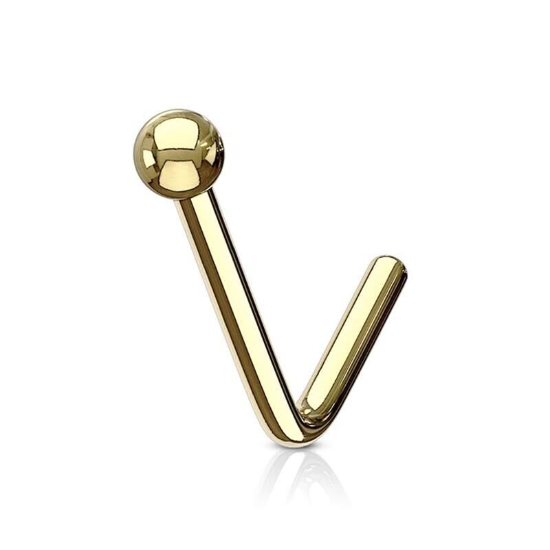 Nasenstecker gebogen mit Kugel vergoldet
