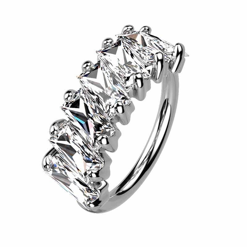 Piercing Ring mit diagonalem Design silber