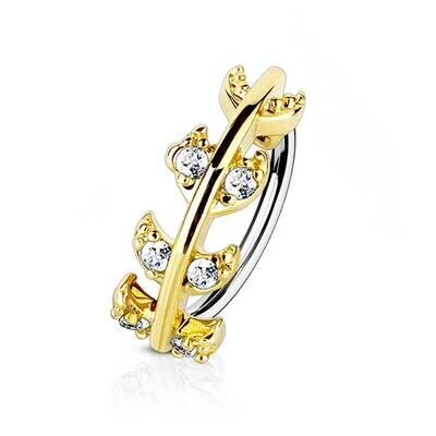 Piercing Ring mit Kristallmonden vergoldet
