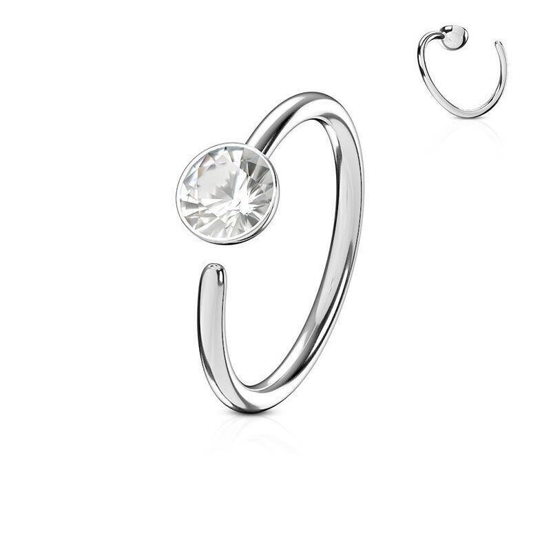 Ohrpiercing oder Nasenring mit Kristall weiss