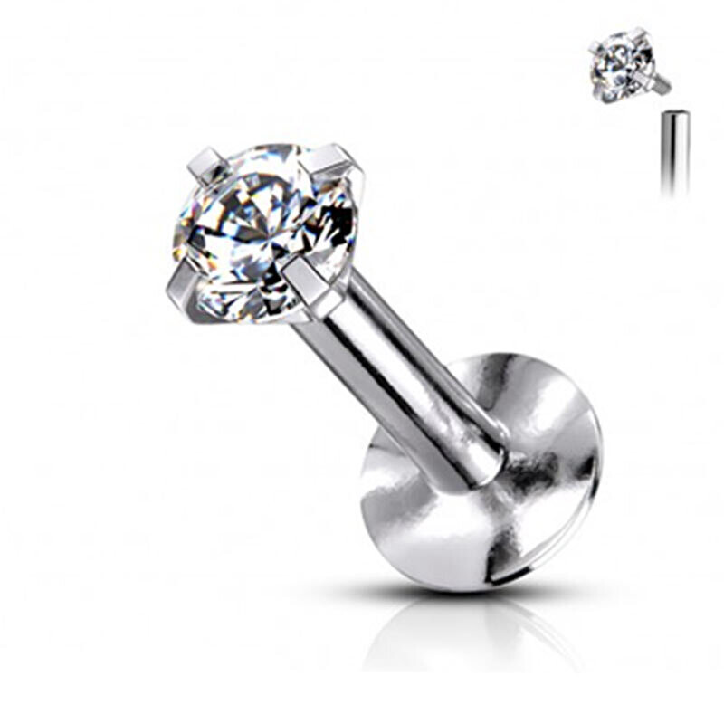 Labret mit rundem Kristall weiss
