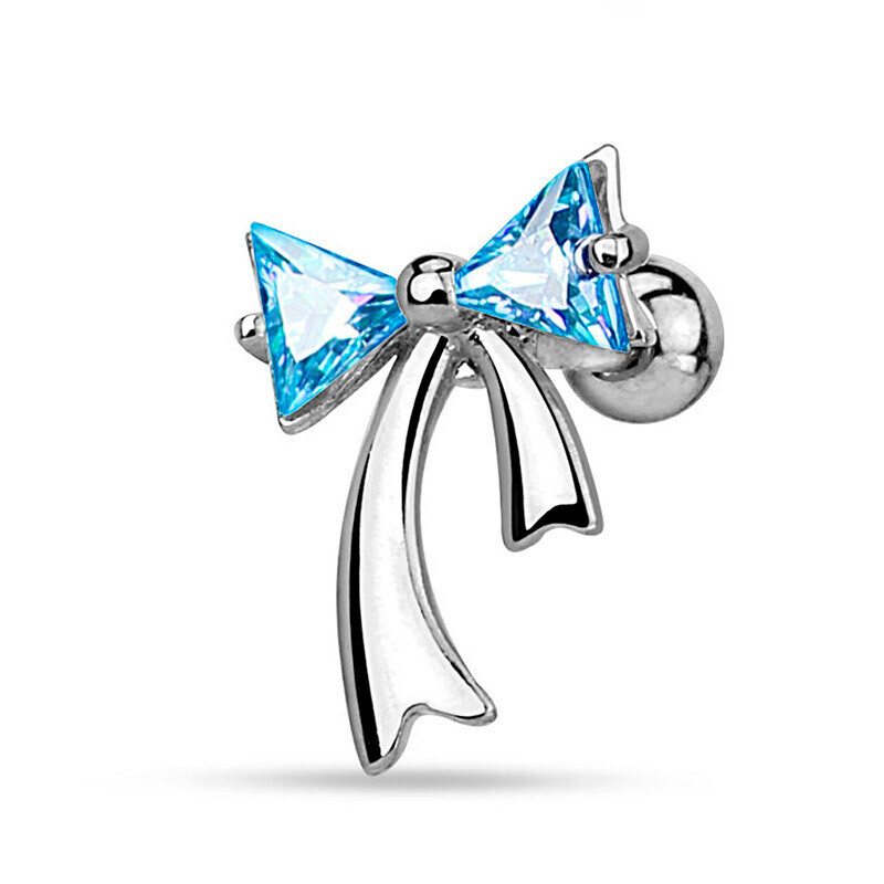 Barbell für Helix oder Tragus mit Schleife aqua