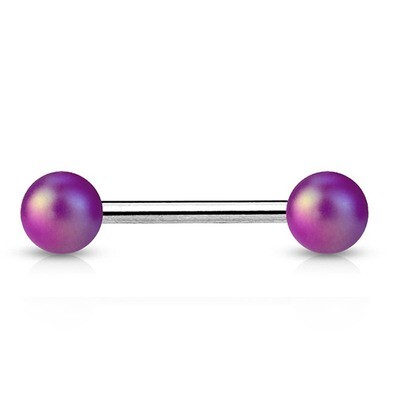 Zungenpiercing mit Perlen aus Acryl violett MATT