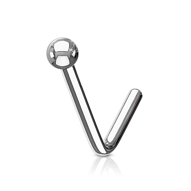 Nasenstecker gebogen mit Kugel silber