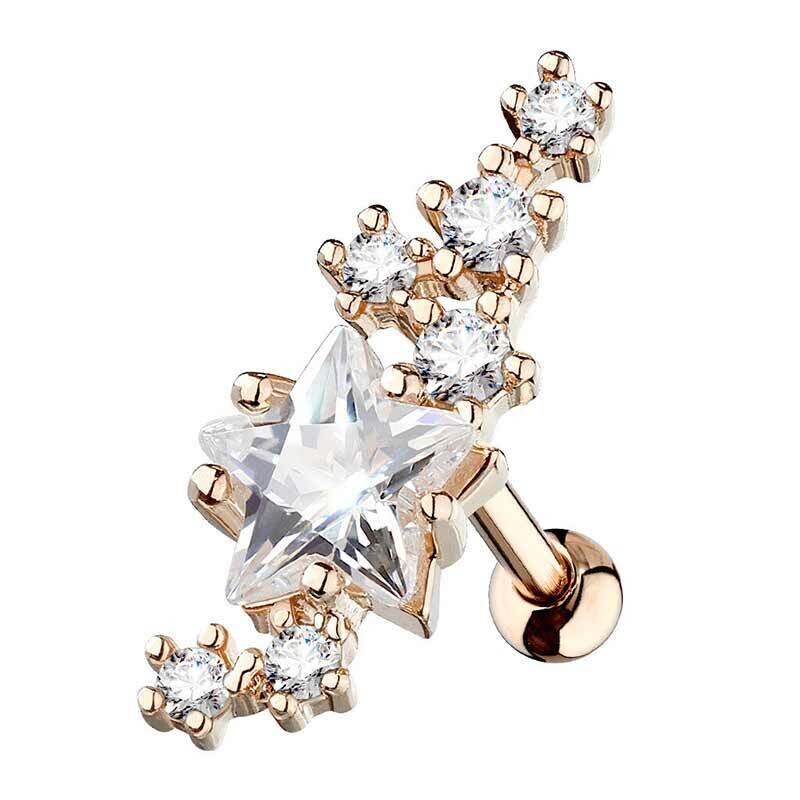 Barbell mit Sternen aus Kristall rosegold