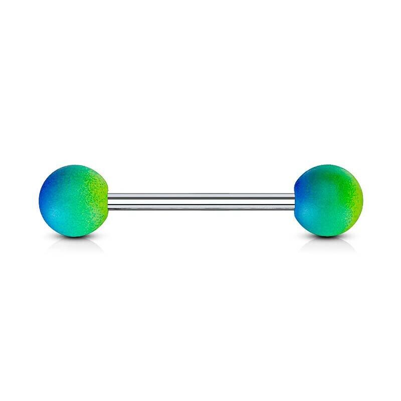 Zungenpiercing gummibeschichtet blau-grün