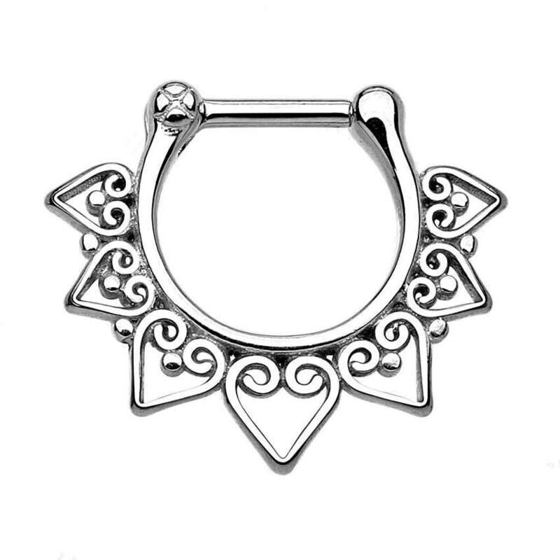 Septum mit Herzen klappbar silber