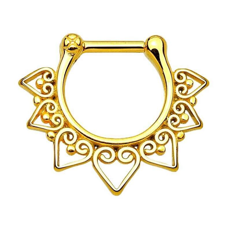 Septum mit Herzen klappbar vergoldet