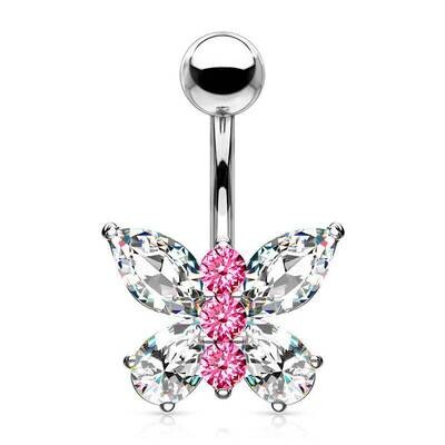 Bauchnabelpiercing Kristall-Schmetterling weiss