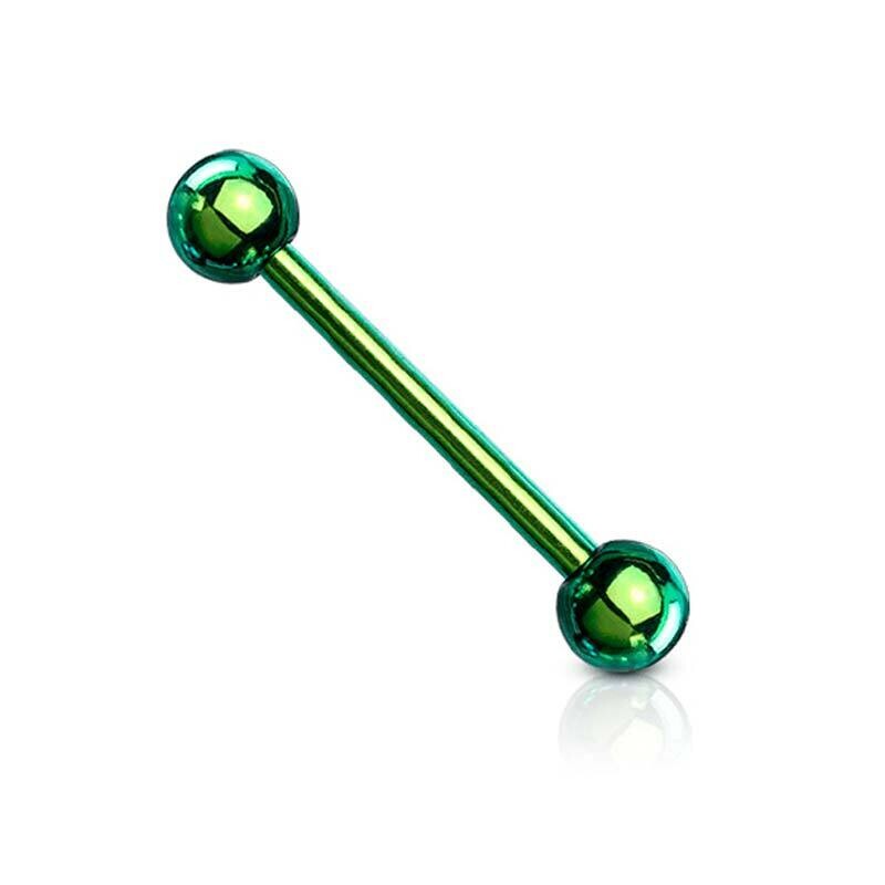 Zungenpiercing aus Chirurgenstahl 316L grün