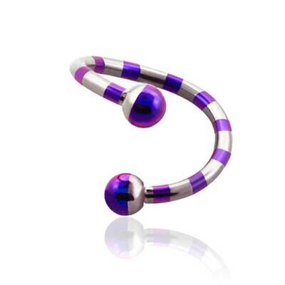 Spirale Piercing mit Kugeln violett-silber