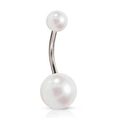 Bauchnabelpiercing mit faux-perlen weiss