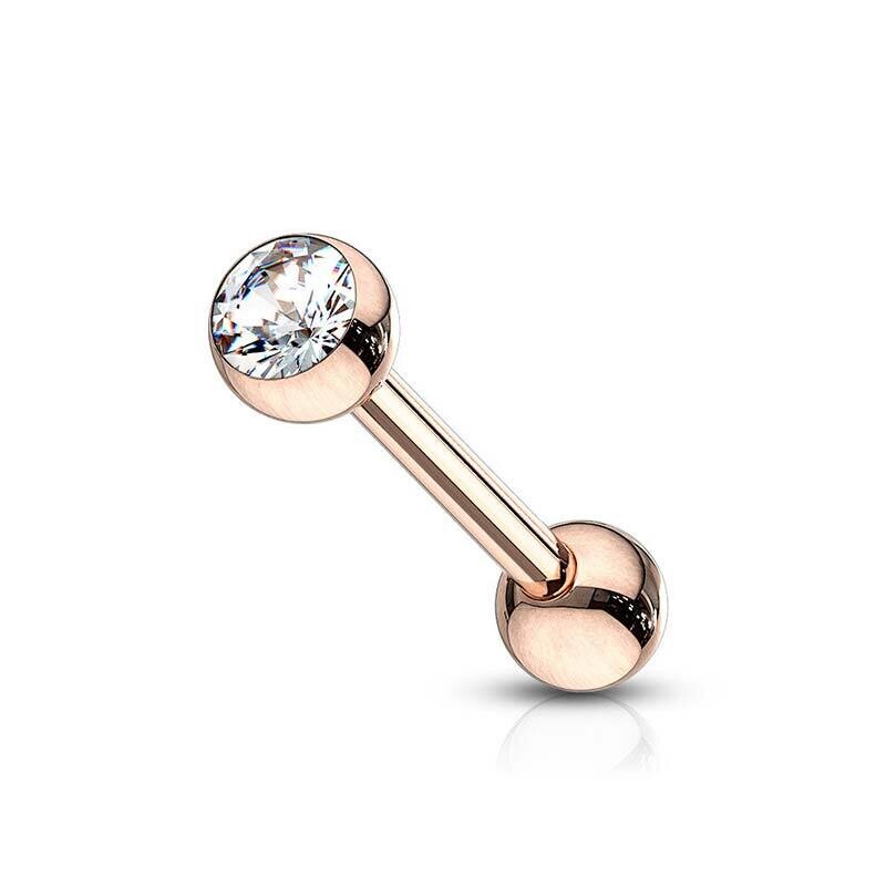 Barbell Piercing mit Kristallkugel rosegold
