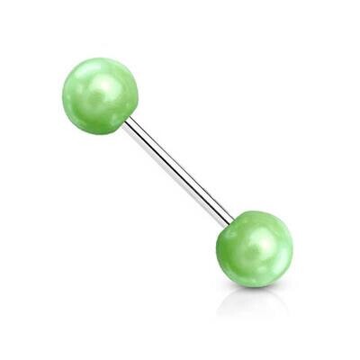 Zungenpiercing aus Chirurgenstahl mit Faux-Perlen grün