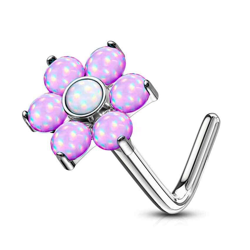 Nasenstecker Blume mit Epoxy Steine violett