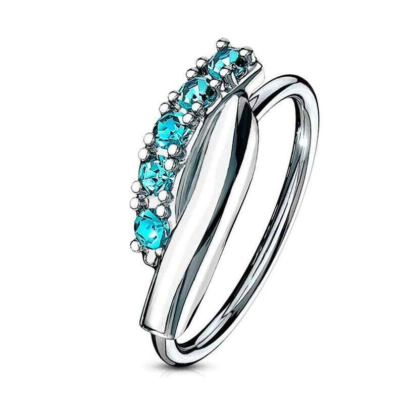 Piercing Ring Doppelbalken verdreht aqua