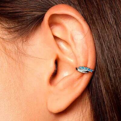 Piercing Ring Doppelbalken verdreht aqua