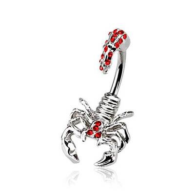 Bauchnabelpiercing Skorpion rot