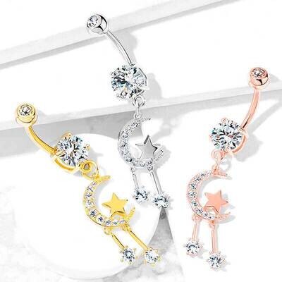 Bauchnabelpiercing mit Anhänger Fantasie vergoldet