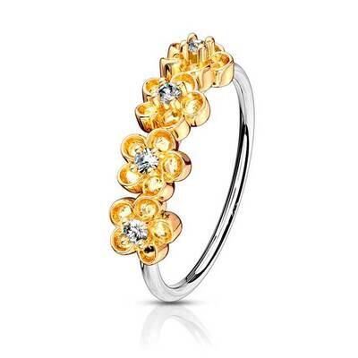Piercing Ring mit Blumen vergoldet