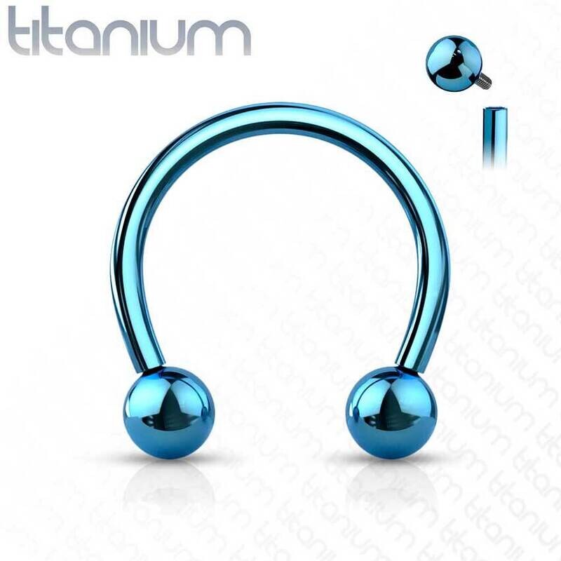 Circular Barbell aus Titan G23 mit 2 Kugeln blau