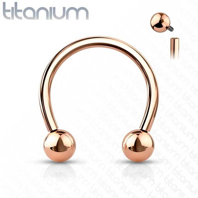 Circular Barbell aus Titan G23 mit 2 Kugeln rosegold