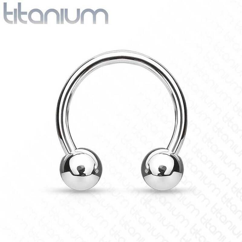 Circular Barbell aus Titan G23 mit 2 Kugeln silber