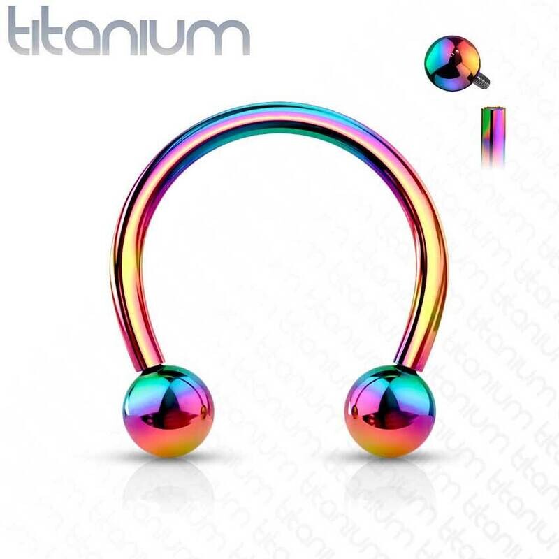 Circular Barbell aus Titan G23 mit 2 Kugeln farbig
