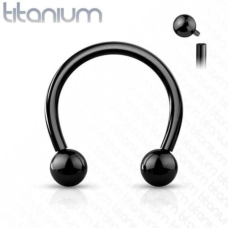 Circular Barbell aus Titan G23 mit 2 Kugeln schwarz