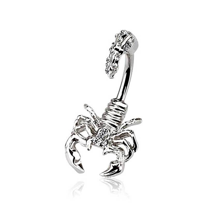 Piercing au nombril scorpion blanc