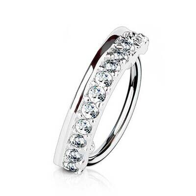 Piercing Ring mit dreizehn Kristallen silber