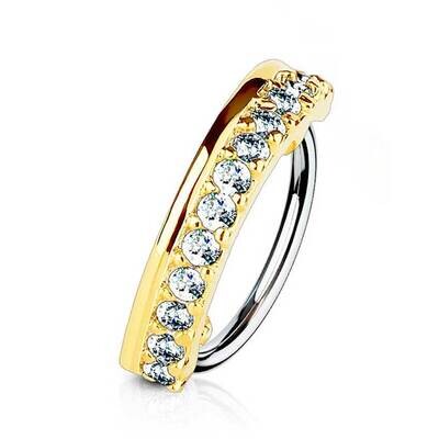 Piercing Ring mit dreizehn Kristallen vergoldet