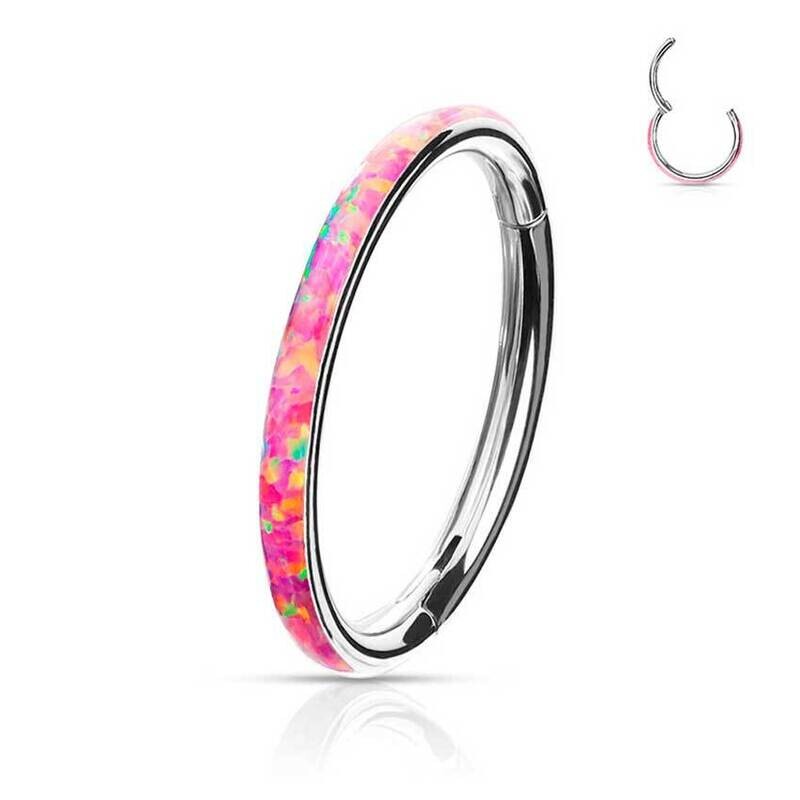 Segmentring mit Opal klappbar pink