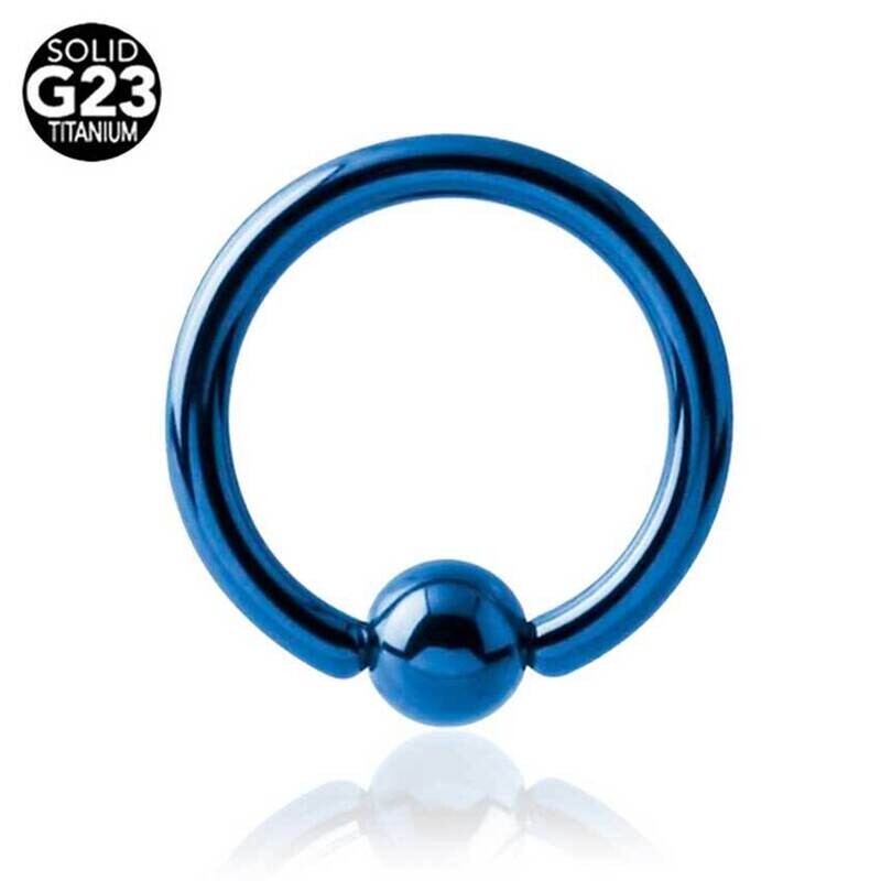 Ball Closure Ring aus Titan G23 blau