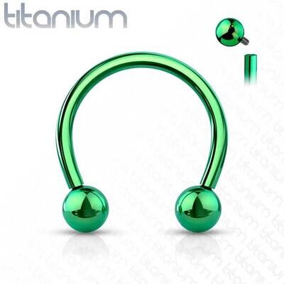 Circular Barbell aus Titan G23 mit 2 Kugeln grün
