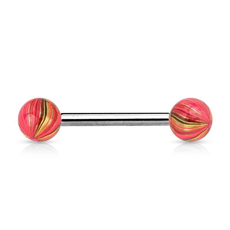 Zungenpiercing elektrisch beschichtet pink-gold