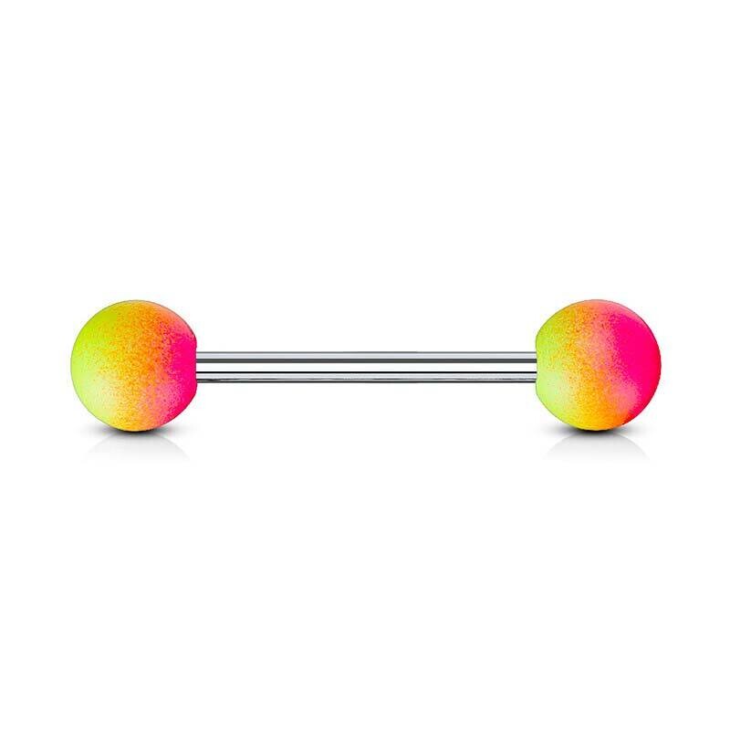 Zungenpiercing Gummibeschichtet gelb-pink