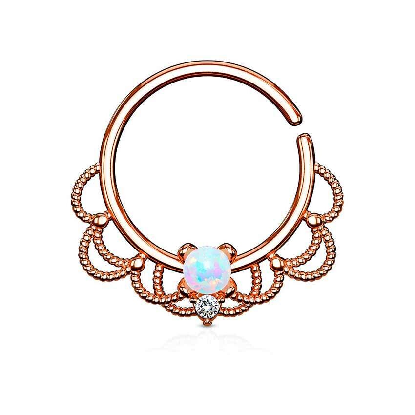 Septum Ring mit filigran und Opal rosegold-Aurora-Borealis