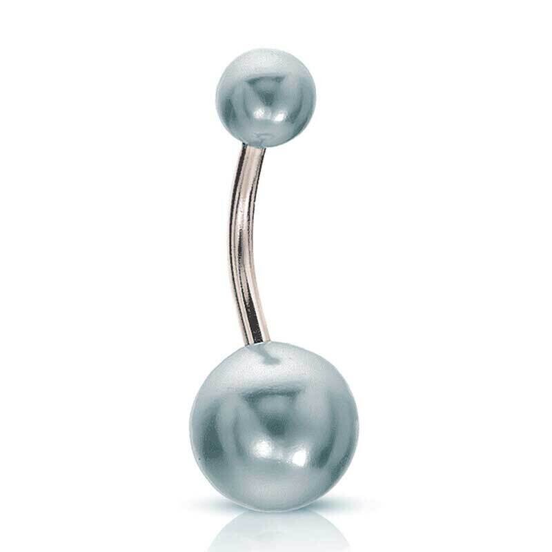 Bauchnabelpiercing mit faux-perlen grau