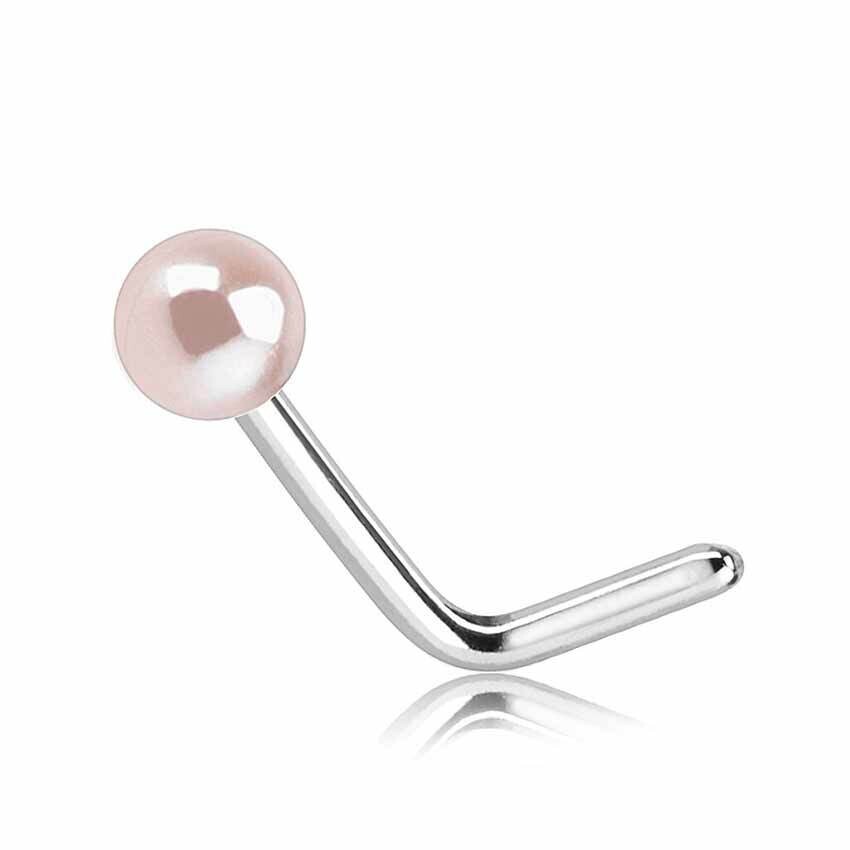 Nasenstecker gebogen mit perle pink