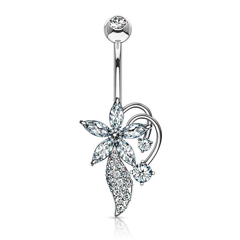 Bauchnabelpiercing Exotischer Bouquet silber