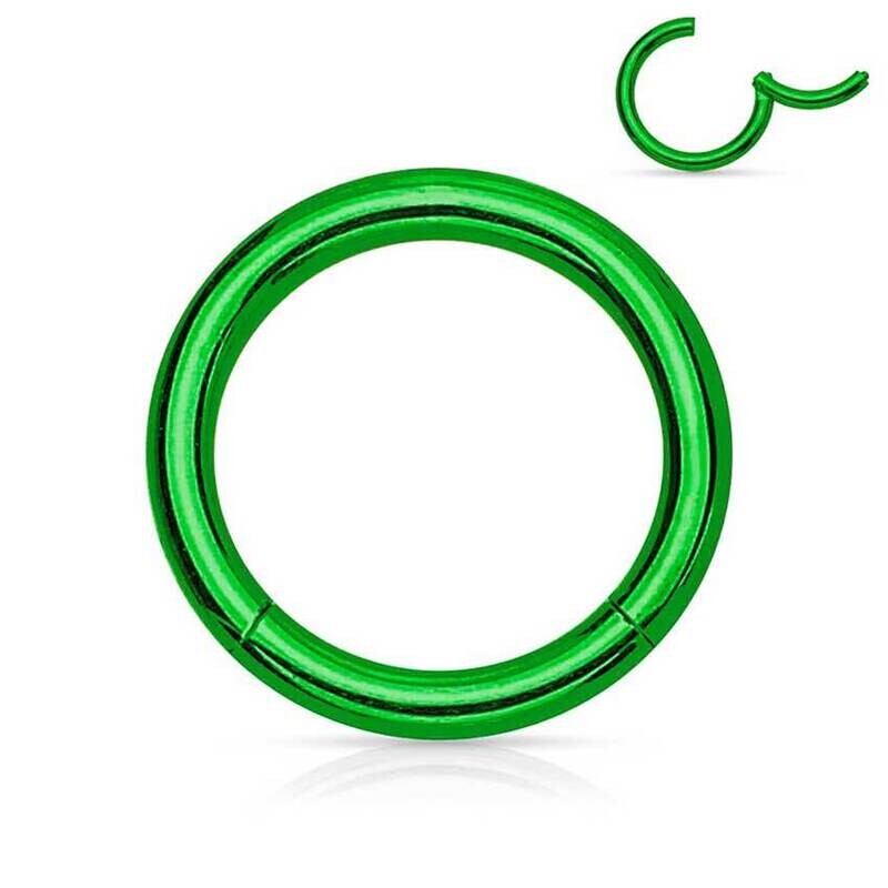 Segmentring aus Chirurgenstahl klappbar grün