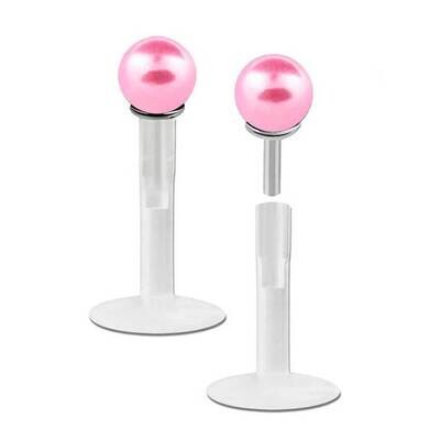 Labret mit faux-Perle pink