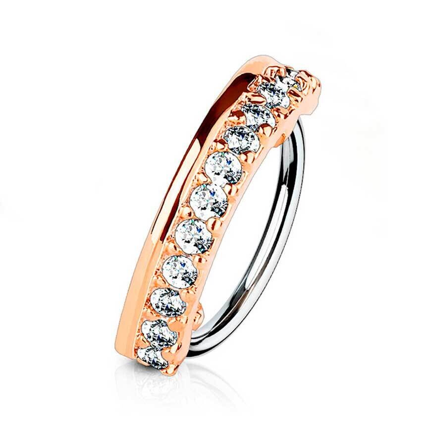Piercing Ring mit dreizehn Kristallen rosegold