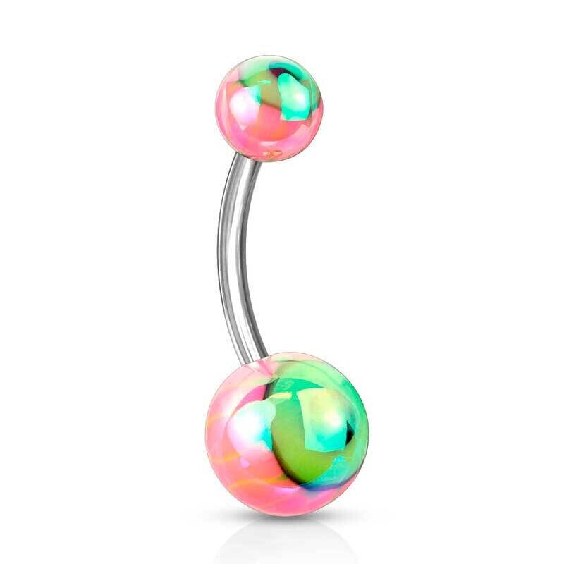 Bauchnabelpiercing Augen metallbeschichtet grün und pink