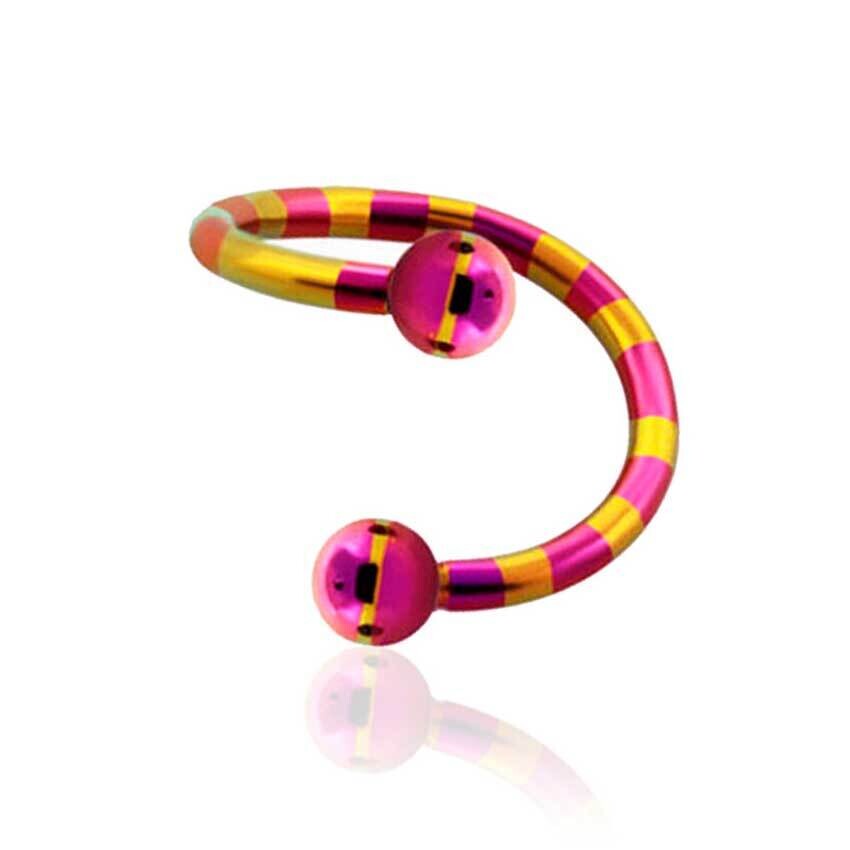 Spirale Piercing mit Kugeln pink-gelb