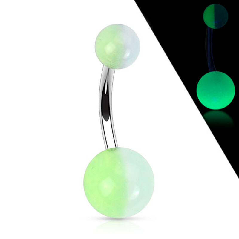 Bauchnabelpiercing glow in the dark gelb und weiss