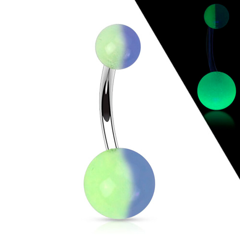 Bauchnabelpiercing glow in the dark gelb und blau